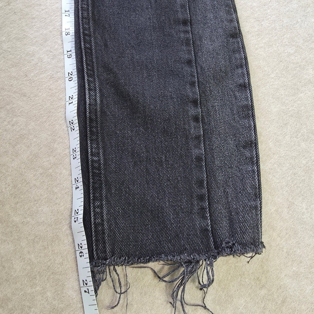 Abercrombie & Fitch The Mom High Rise Curve Love Sz 25/0 Black Raw Frayed Hem - Picture 12 of 12